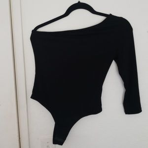 Black one sleeve bodysuit